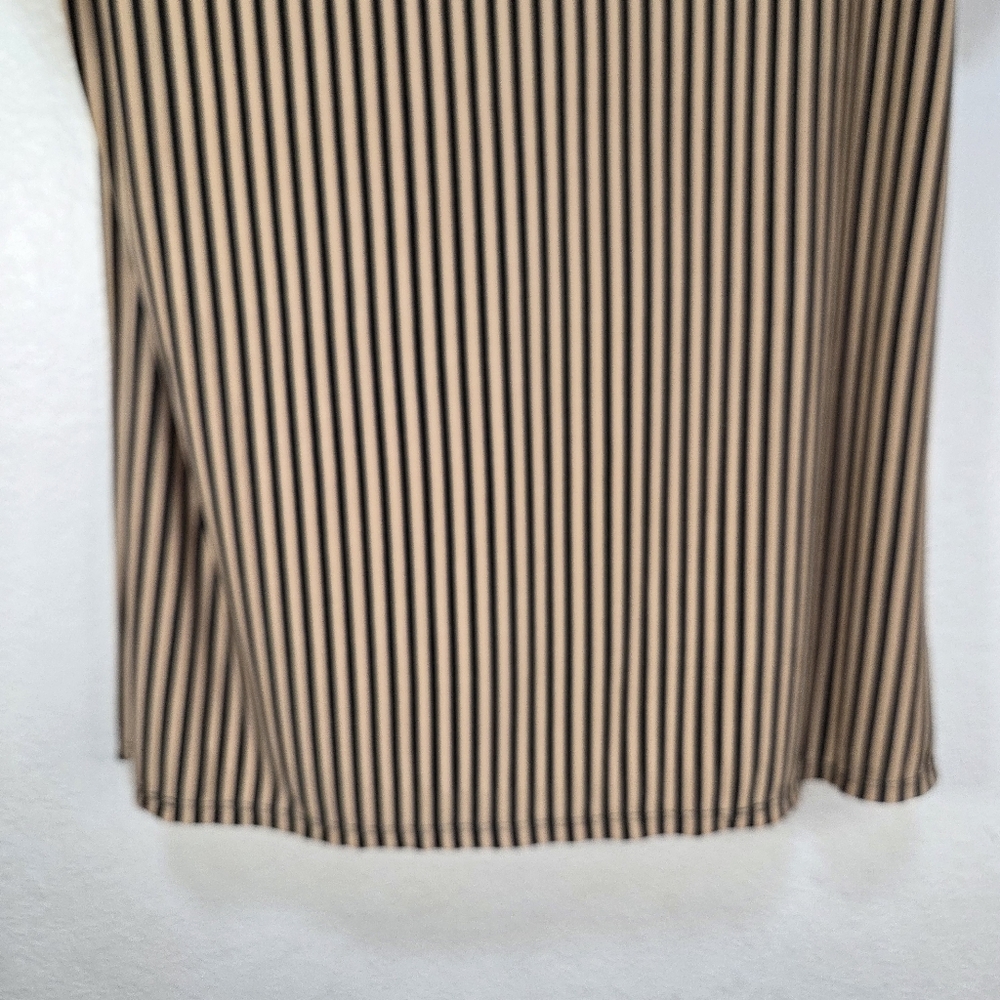 Atelier 29 Blouse Top Size Large Vertical Stiped Ruffle Short Sleeves - Picture 7 of 15